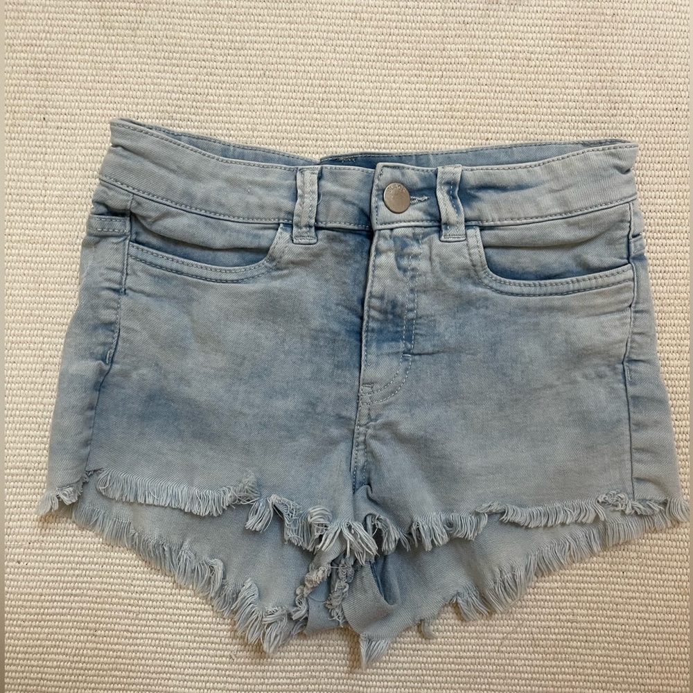 H&M Denim Shorts US size 4 Light Blue Fringed Bottoms
